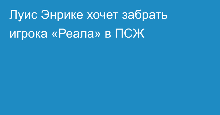 Луис Энрике хочет забрать игрока «Реала» в ПСЖ