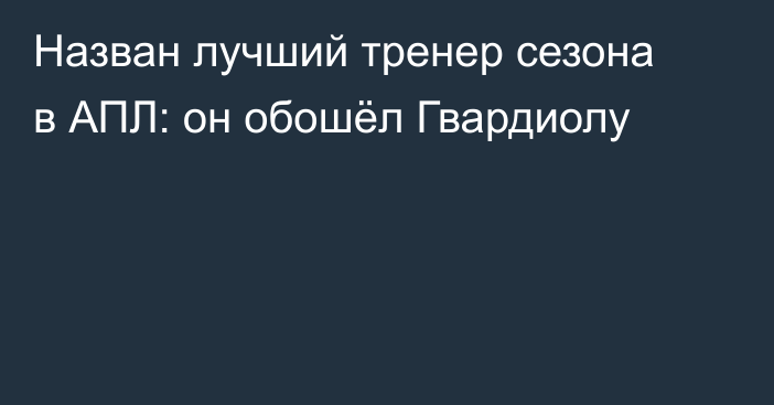 Назван лучший тренер сезона в АПЛ: он обошёл Гвардиолу