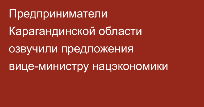 Предприниматели Карагандинской области озвучили предложения вице-министру нацэкономики