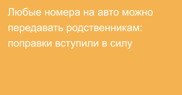 Любые номера на авто можно передавать родственникам: поправки вступили в силу
