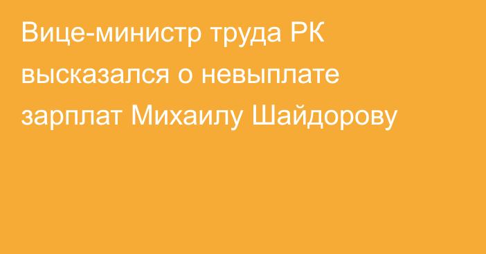 Вице-министр труда РК высказался о невыплате зарплат Михаилу Шайдорову
