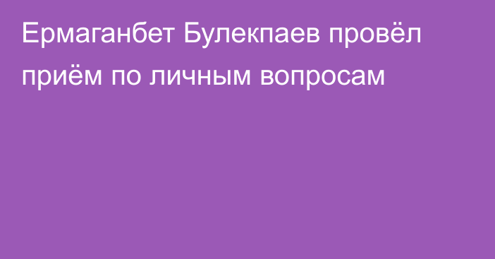 Ермаганбет Булекпаев провёл приём по личным вопросам
