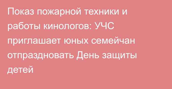 Показ пожарной техники и работы кинологов: УЧС приглашает юных семейчан отпраздновать День защиты детей