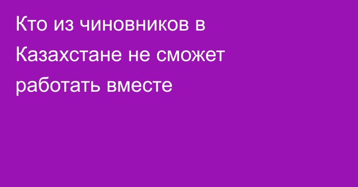 Кто из чиновников в Казахстане не сможет работать вместе