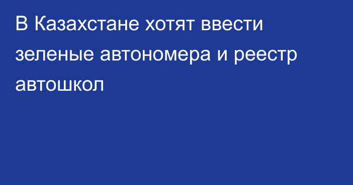 В Казахстане хотят ввести зеленые автономера и реестр автошкол