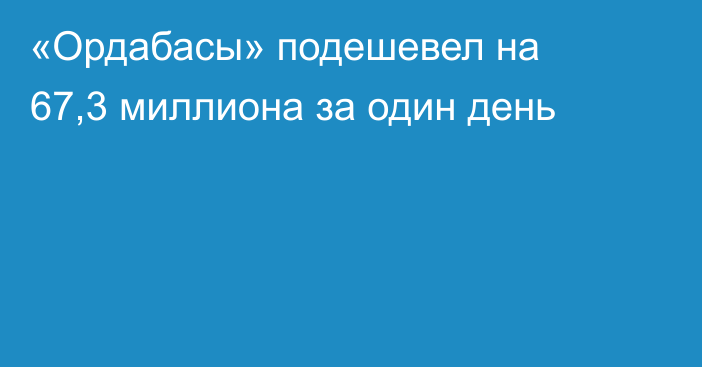 «Ордабасы» подешевел на 67,3 миллиона за один день