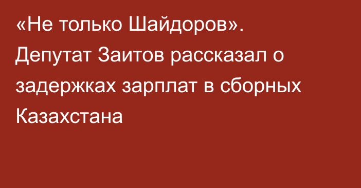 «Не только Шайдоров». Депутат Заитов рассказал о задержках зарплат в сборных Казахстана