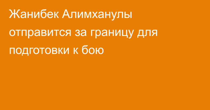 Жанибек Алимханулы отправится за границу для подготовки к бою