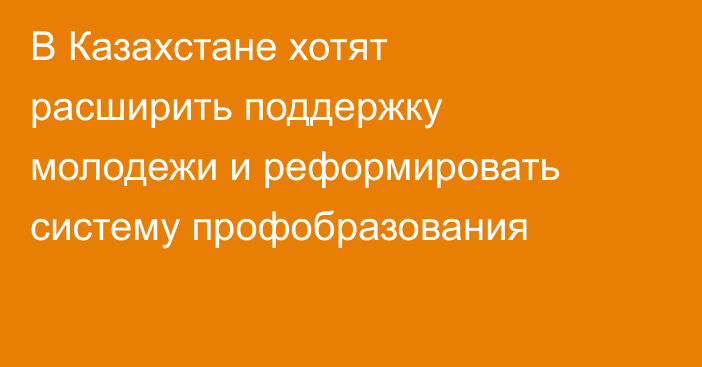 В Казахстане хотят расширить поддержку молодежи и реформировать систему профобразования