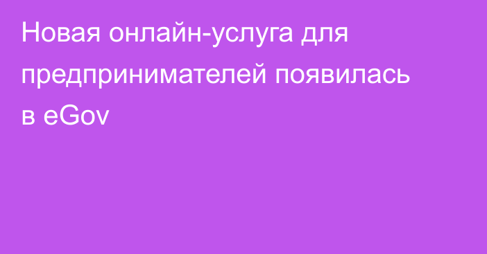 Новая онлайн-услуга для предпринимателей появилась в eGov