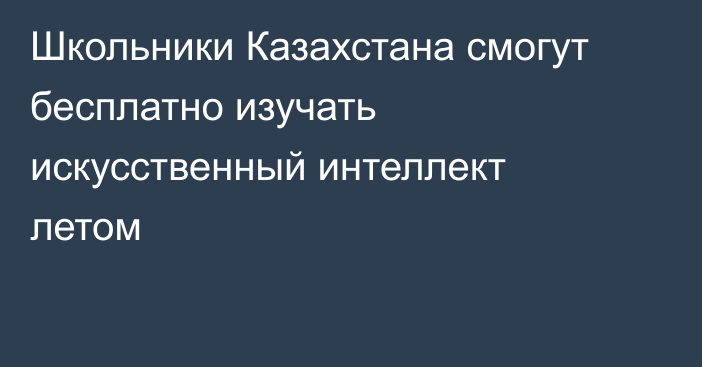 Школьники Казахстана смогут бесплатно изучать искусственный интеллект летом