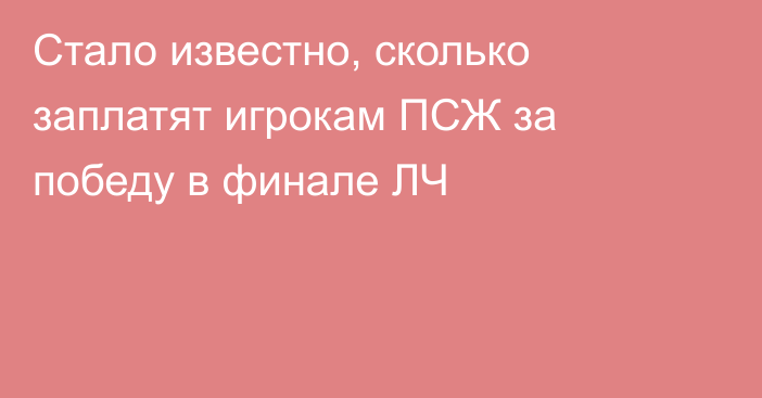 Стало известно, сколько заплатят игрокам ПСЖ за победу в финале ЛЧ