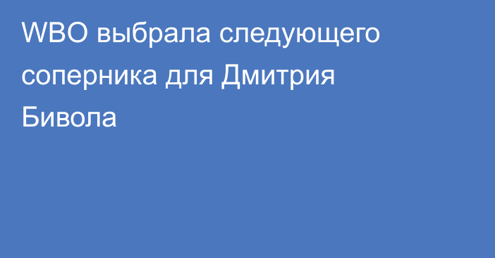WBO выбрала следующего соперника для Дмитрия Бивола