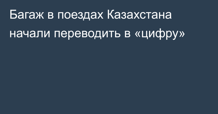 Багаж в поездах Казахстана начали переводить в «цифру»