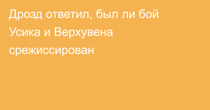 Дрозд ответил, был ли бой Усика и Верхувена срежиссирован