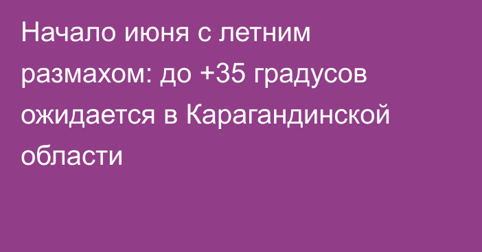 Начало июня с летним размахом: до +35 градусов ожидается в Карагандинской области