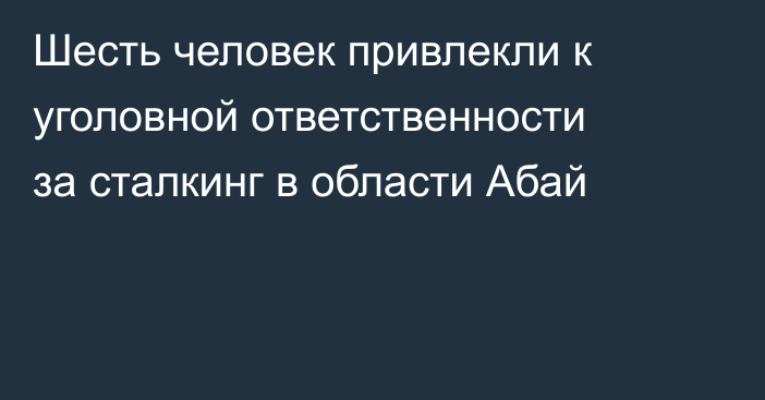 Шесть человек привлекли к уголовной ответственности за сталкинг в области Абай