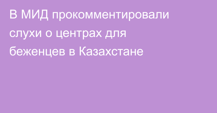 В МИД прокомментировали слухи о центрах для беженцев в Казахстане