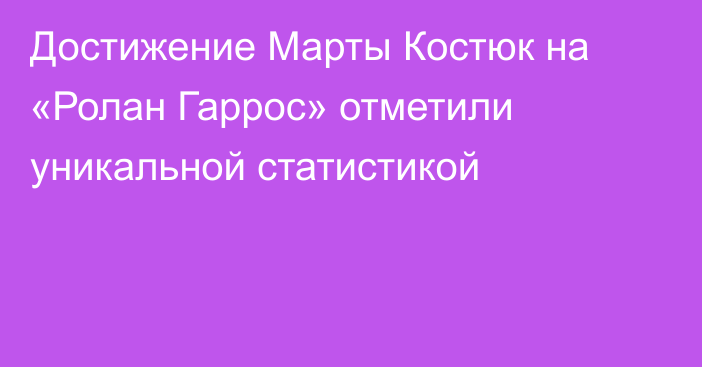 Достижение Марты Костюк на «Ролан Гаррос» отметили уникальной статистикой
