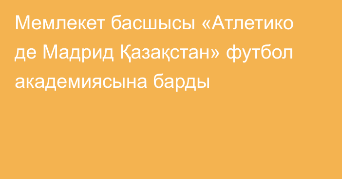 Мемлекет басшысы «Атлетико де Мадрид Қазақстан» футбол академиясына барды