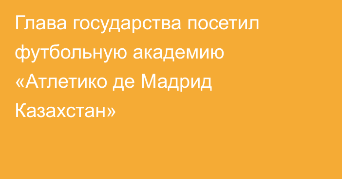 Глава государства посетил футбольную академию «Атлетико де Мадрид Казахстан»