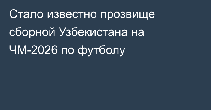 Стало известно прозвище сборной Узбекистана на ЧМ-2026 по футболу