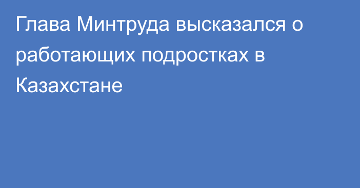 Глава Минтруда высказался о работающих подростках в Казахстане