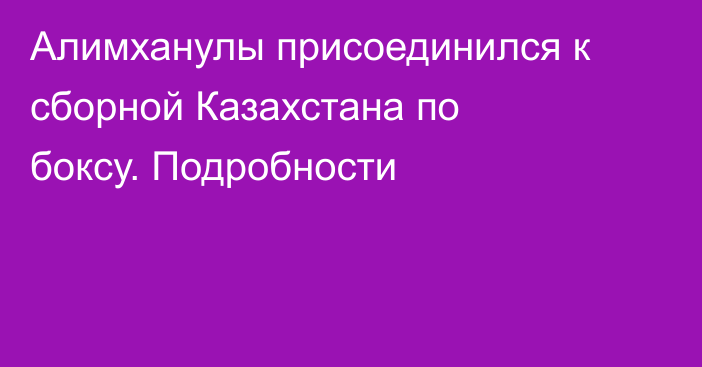 Алимханулы присоединился к сборной Казахстана по боксу. Подробности