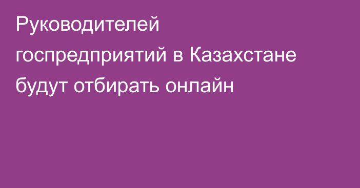 Руководителей госпредприятий в Казахстане будут отбирать онлайн