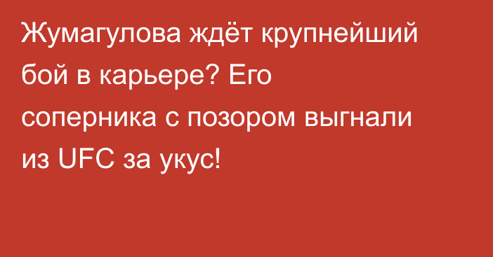 Жумагулова ждёт крупнейший бой в карьере? Его соперника с позором выгнали из UFC за укус!