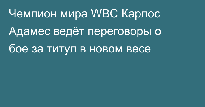 Чемпион мира WBC Карлос Адамес ведёт переговоры о бое за титул в новом весе
