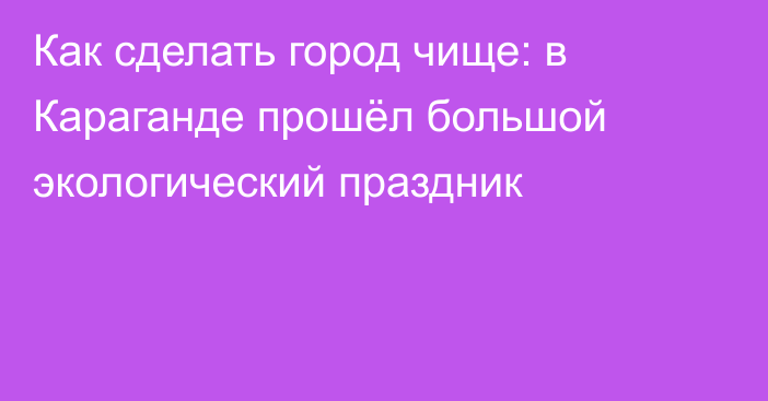 Как сделать город чище: в Караганде прошёл большой экологический праздник