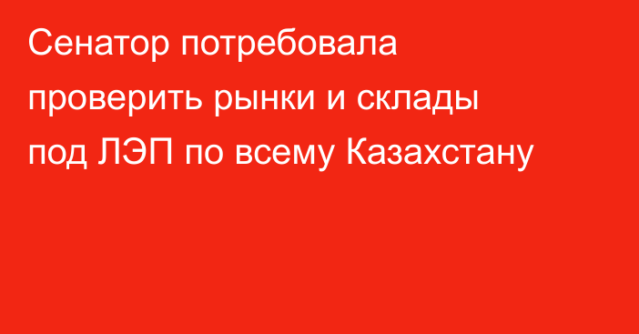 Сенатор потребовала проверить рынки и склады под ЛЭП по всему Казахстану