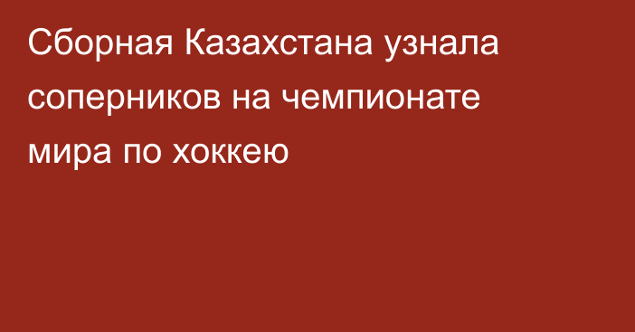 Сборная Казахстана узнала соперников на чемпионате мира по хоккею