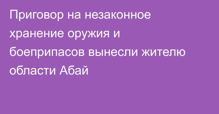 Приговор на незаконное хранение оружия и боеприпасов вынесли жителю области Абай