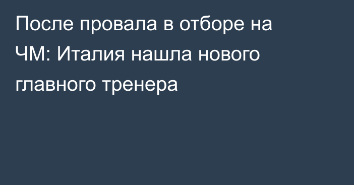 После провала в отборе на ЧМ: Италия нашла нового главного тренера