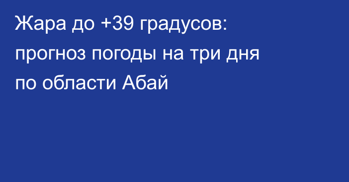 Жара до +39 градусов: прогноз погоды на три дня по области Абай