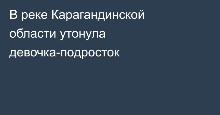 В реке Карагандинской области утонула девочка-подросток