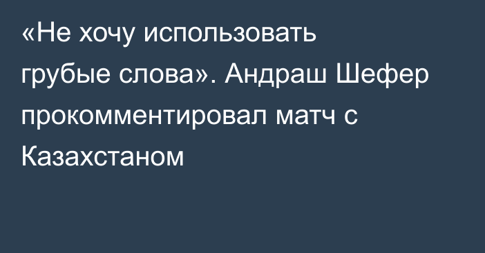 «Не хочу использовать грубые слова». Андраш Шефер прокомментировал матч с Казахстаном