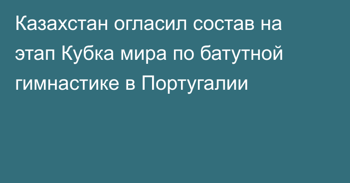 Казахстан огласил состав на этап Кубка мира по батутной гимнастике в Португалии