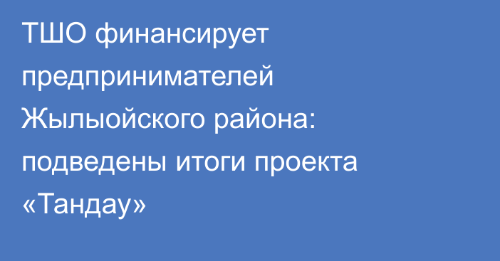 ТШО финансирует предпринимателей Жылыойского района: подведены итоги проекта «Тандау»