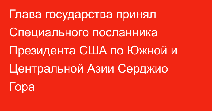 Глава государства принял Специального посланника Президента США по Южной и Центральной Азии Серджио Гора