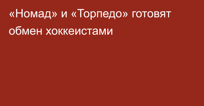 «Номад» и «Торпедо» готовят обмен хоккеистами