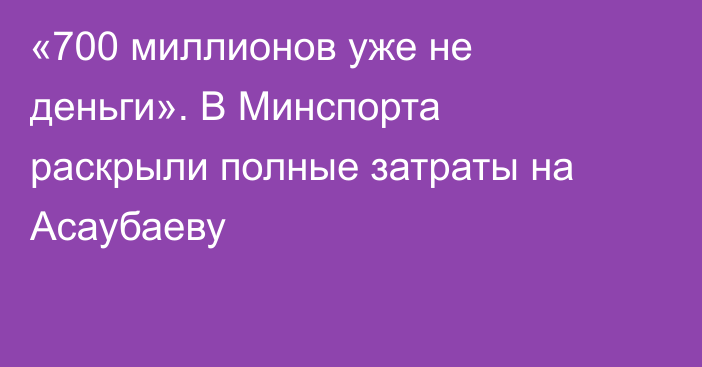 «700 миллионов уже не деньги». В Минспорта раскрыли полные затраты на Асаубаеву