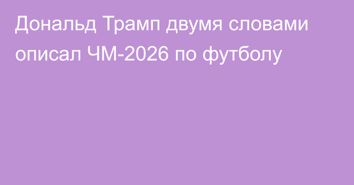 Дональд Трамп двумя словами описал ЧМ-2026 по футболу
