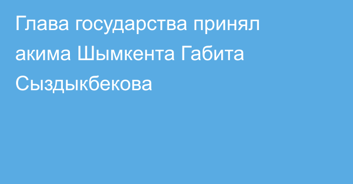 Глава государства принял акима Шымкента Габита Сыздыкбекова