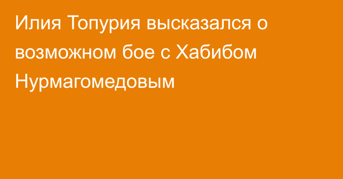 Илия Топурия высказался о возможном бое с Хабибом Нурмагомедовым