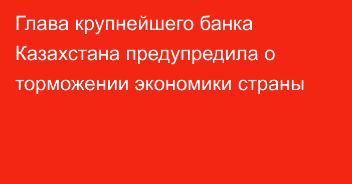 Глава крупнейшего банка Казахстана предупредила о торможении экономики страны