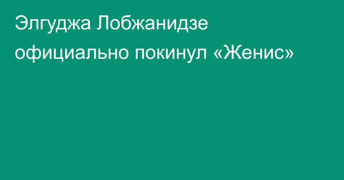 Элгуджа Лобжанидзе официально покинул «Женис»