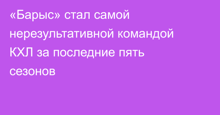 «Барыс» стал самой нерезультативной командой КХЛ за последние пять сезонов